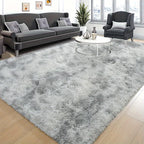 Fluffy Shag Area Rug for Living Room Bedroom - Super Soft Plush Faux Fur Carpet, Thick Shaggy Indoor Rug, Gray & Tie-Dye, 4 Sizes