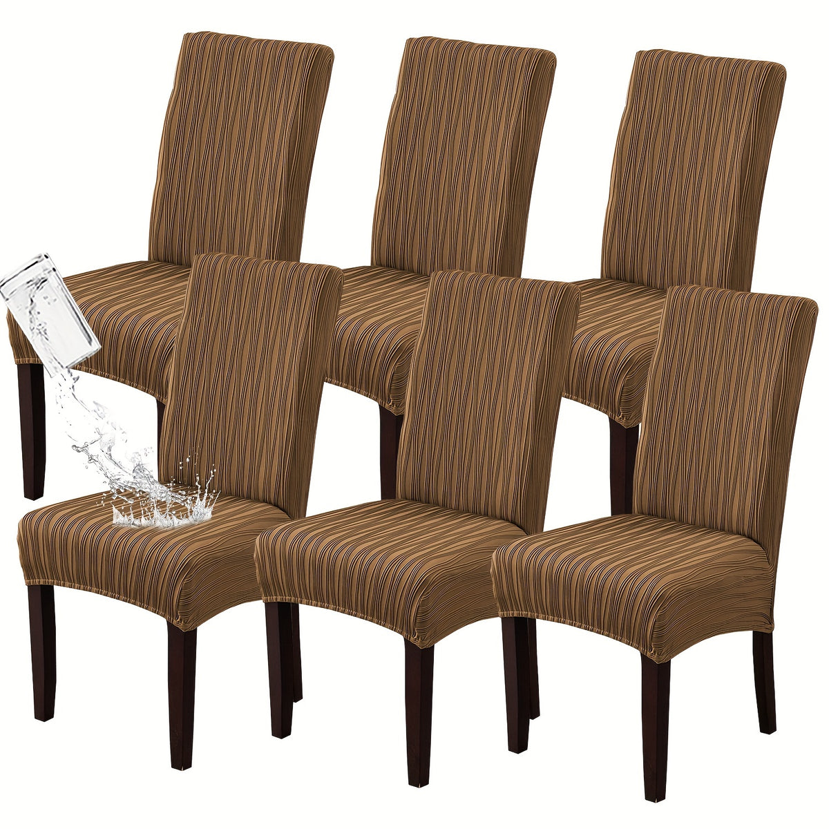 Stain-Resistant Stretch Dining Chair Covers Set of 4 or 6 Jacquard Polyester-Spandex Removable Slipcovers – Pet & Kid Friendly, Machine Washable, for Restaurant Home Wedding Christmas
