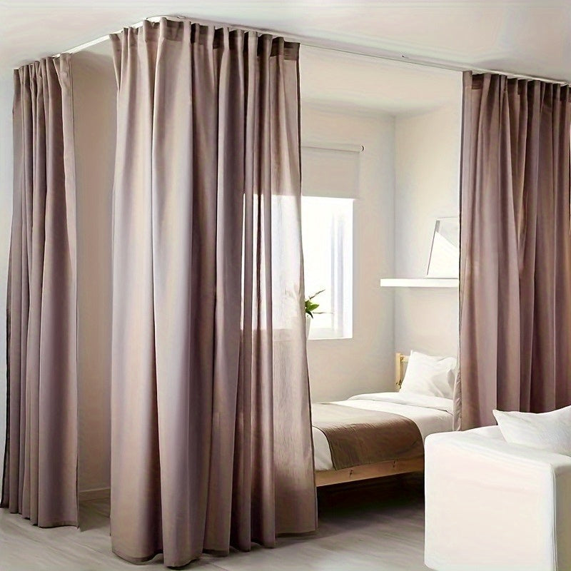 Flexible Ceiling Curtain Track 78 Inch Bendable - Curved Curtain Rail with Hooks & Brackets for Bedroom Bathroom Bay Window RV Room Divider, Navy Floral