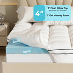 4 Inch Gel Memory Foam Mattress Topper | Dual Layer 2" Gel Foam + 2" Pillow Top, Removable Washable Cover, 8-21" Deep Pocket – Twin, Twin XL, Full, Queen