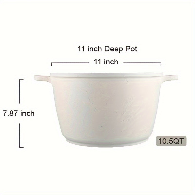 Non-Stick Stock Pot 10.5QT Large Capacity with Lid Induction Compatible All Stovetops Easy Clean for Soups Stews Pasta Family Cooking White Black