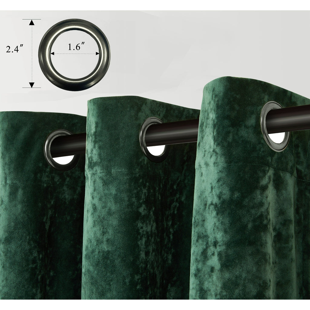 Luxury Distressed Crushed Velvet Curtains - 4-Piece Set (2 Panels + 2 Tiebacks), Grommet Top, Room Darkening | 10 Colors, 3 Sizes
