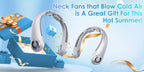 Neck Fan 5-Speed Bladeless Quiet 360 Airflow Rechargeable Personal Cooling Wearable Fan for Hot Flashes Travel Camping Amusement Park Home Office Outdoor Gift for Women Men Dark Blue