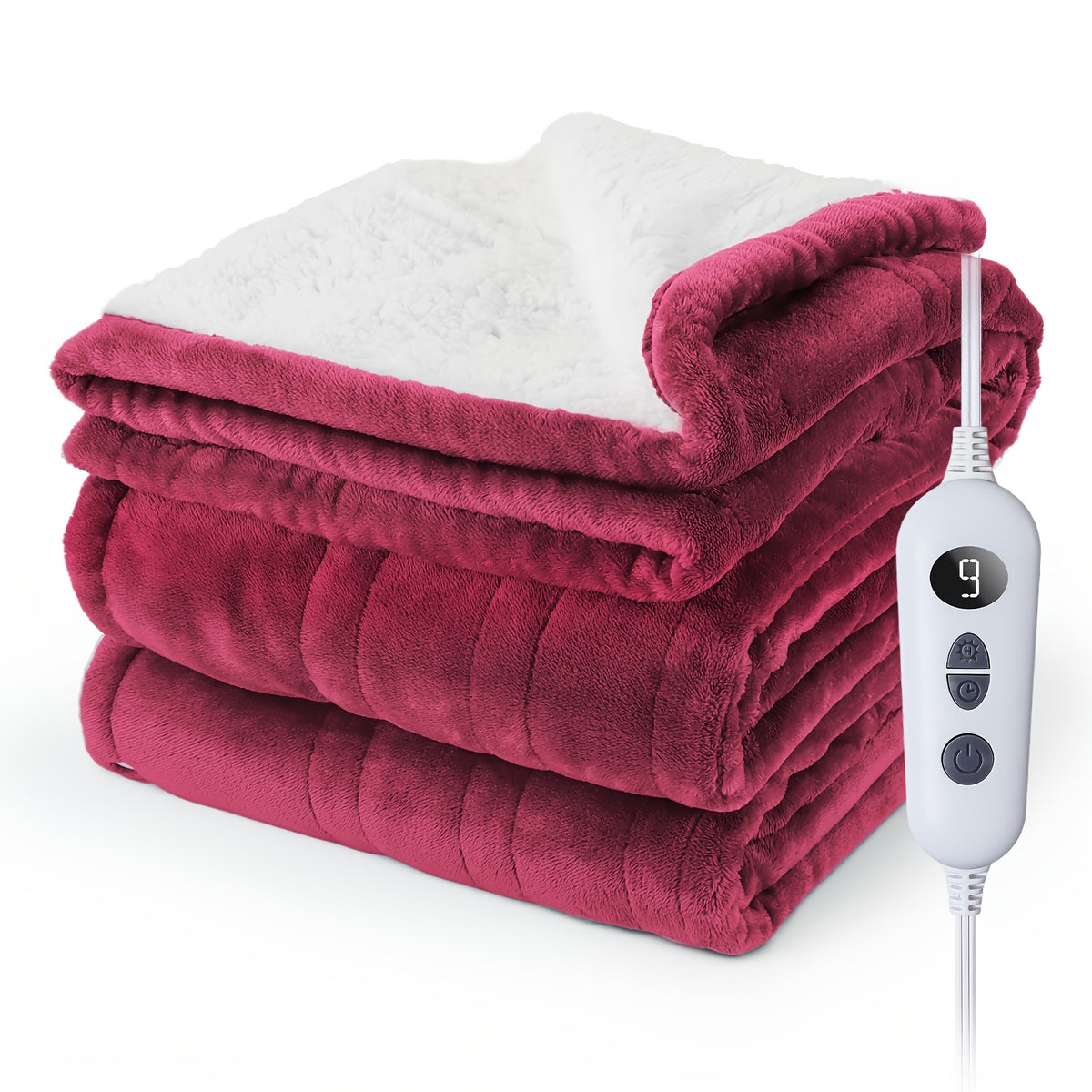 Electric Heated Blanket Soft Flannel 10 Temperature Levels Dual Control – PTC+NTC Overheat Protection, Machine Washable, for Couples Bedroom & Winter Home Use