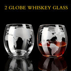 Whiskey Decanter Set for Men – Etched World Globe Design 28oz with Wooden Stand & Glass – Bourbon Scotch Decanter Gift for Dad, Husband & Home Bar