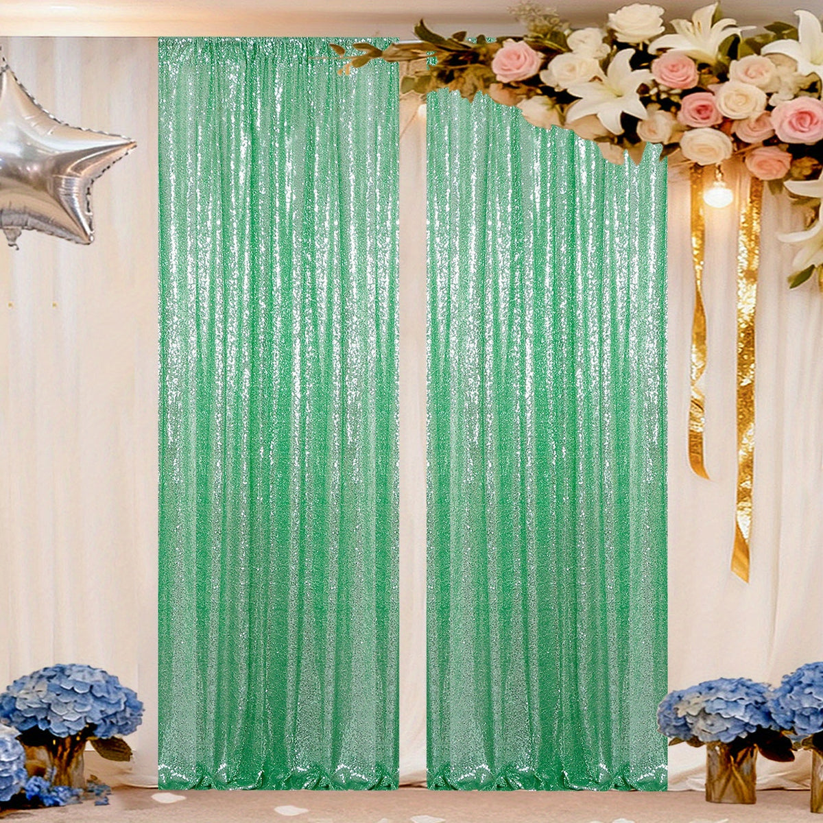 Sequin Curtain Backdrop Panels 24x84 Inches Set of 2 – Glitter Shimmer Party Backdrop for Weddings Birthdays Baby Showers Proms & Photo Booths, 31 Colors