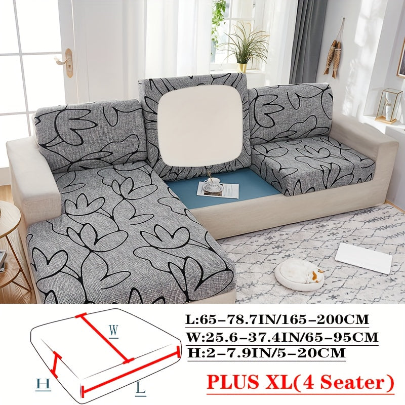 Floral Pattern Sofa Cover Breathable Soft Machine Washable All Season Light Grey Fits 1 to 4 Seater Chaise Longue and Backrest Options