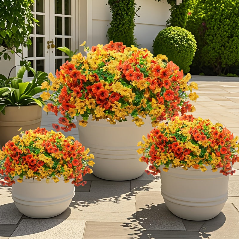 8-Pack Artificial Autumn Chrysanthemum Bouquets – UV-Resistant Non-Fading Faux Orange Fall Flowers for Home, Porch, Garden & Wedding Decor, Indoor Outdoor All-Season Decoration