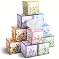 Cube Box Facial Tissues 12 Pack 600 Sheets 3-Ply Spring Floral Design Bulk Tissue Boxes for Bedroom Car Office Home – Small Square Face Tissue Cubes