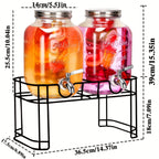 2-Pack Glass Beverage Dispenser with Fruit Infuser, Ice Cylinder & Stainless Steel Spigot – 1 Gallon Lemonade Drink Dispenser for Parties, BBQ, Weddings & Picnics