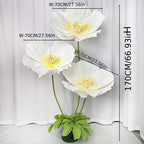 Giant Artificial Paper Peony Flowers Set of 3 – Large Paper Craft Floral Arrangements with Base Stems for Wedding, Birthday Party, Home Decor & Window Display