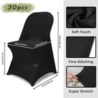 30-Pack Stretch Spandex Chair Covers Universal Washable Removable Slipcovers for Wedding Party Dining Room Banquet Event Black White