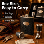 Whiskey Bottle Gift Set with Leather Case for Women – 6oz Stainless Steel Flask, 4 Glasses & Filter, Holiday Christmas Valentine's Day Gift for Girlfriend, Mom & Bar Lovers