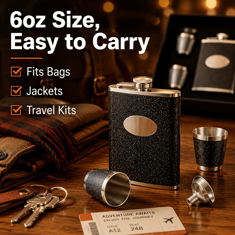 Whiskey Bottle Gift Set with Leather Case for Women – 6oz Stainless Steel Flask, 4 Glasses & Filter, Holiday Christmas Valentine's Day Gift for Girlfriend, Mom & Bar Lovers