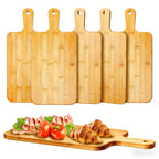 5 or 10-Pack Wood Cutting Boards with Handle – 15.7" x 7.8" Bamboo or Acacia Chopping Boards for Vegetables, Meat & Cheese – Durable Kitchen Food Prep Boards for Home Chefs