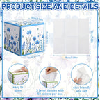 Cube Box Facial Tissues 12 Pack 600 Sheets 3-Ply Spring Floral Design Bulk Tissue Boxes for Bedroom Car Office Home – Small Square Face Tissue Cubes
