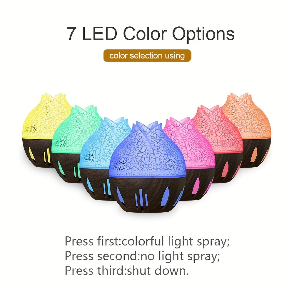 130ml Ultrasonic Essential Oil Diffuser Humidifier USB 7-Color LED 4H Timer with Peppermint Orange Oils for Bedroom Office Spa 3 Styles