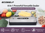 Vacuum Sealer Machine 8-in-1 65kPa Stainless Steel with Built-In Cutter, 10 Bags & External Vacuum Port – Food Sealer for Food Storage & Sous Vide, Model SJ2090