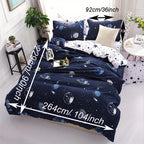 Galaxy Duvet Cover Set 3 Piece – Cartoon Star Universe Planets Print Soft Breathable Bedding with 2 Pillowcases for Bedroom Guest Room & Dorm, No Insert