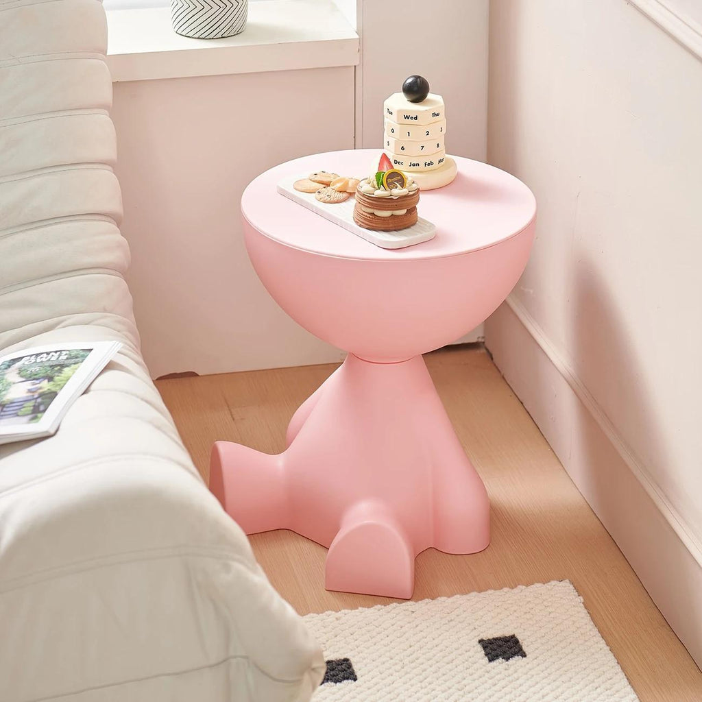 Bear Shaped Side Table Plastic Nightstand Cute Lamp Stand Coffee Cup Holder Compact Bedroom Living Room Decor Black Grey Coffee Green Pink