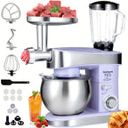 Stand Mixer 6-in-1 with 6.3QT Stainless Steel Bowl, 400W 6-Speed Tilt-Head Kitchen Mixer with Dough Hook, Egg Beater, Whisk, Juicer & Meat Grinder Attachments