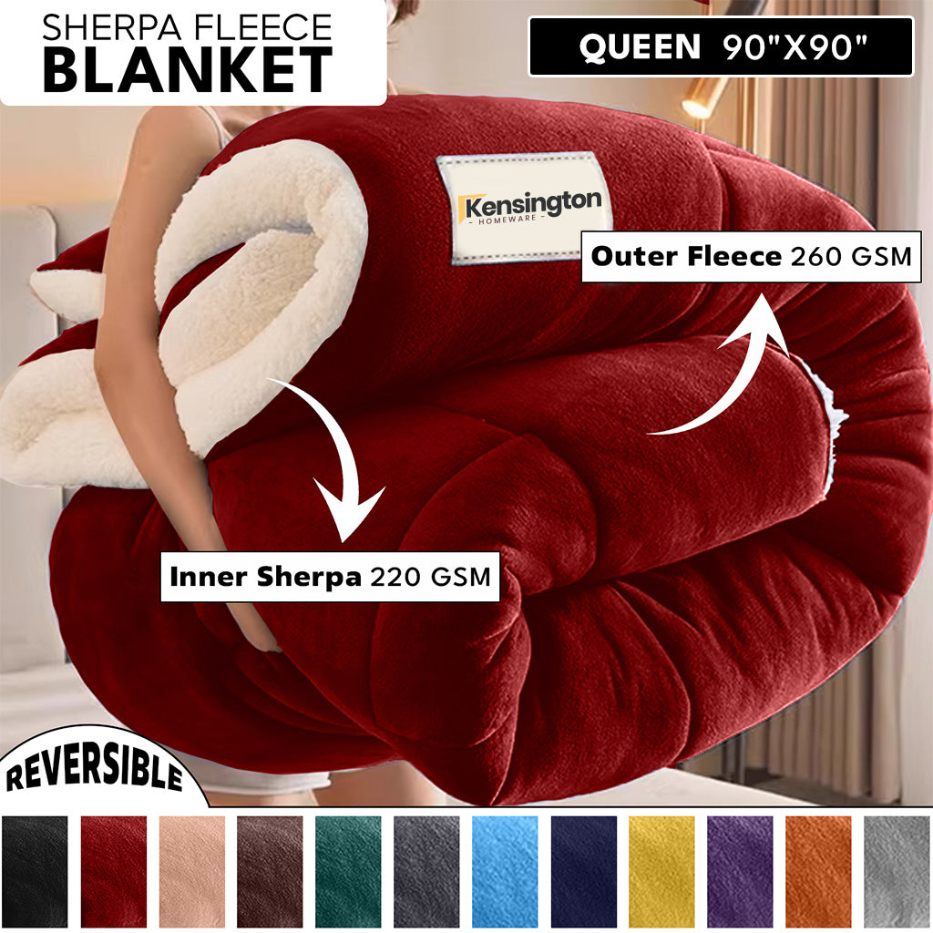 480GSM Heavy Sherpa Fleece Blanket Double-Sided Reversible Warm Throw for Couch Bed Office Travel All Season Comfort Sofa Decoration Holiday Gift