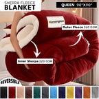 480GSM Heavy Sherpa Fleece Blanket Double-Sided Reversible Warm Throw for Couch Bed Office Travel All Season Comfort Sofa Decoration Holiday Gift