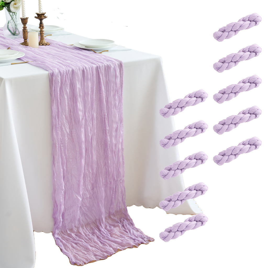 10-Pack Cheesecloth Table Runner 10ft Boho Rustic Wedding Reception Bridal Shower Party Home Decor Multi-Color