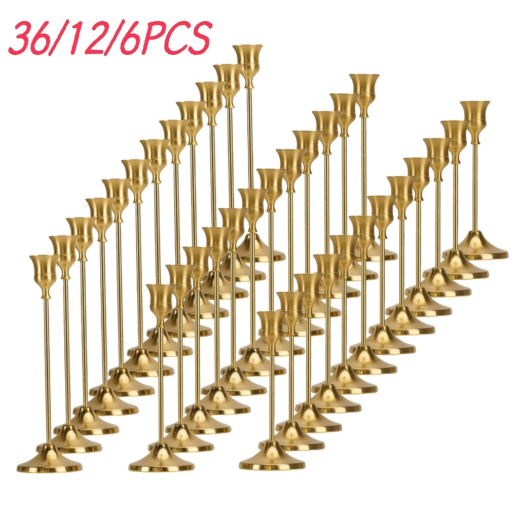 Metal Taper Candle Holders Set Elegant Detachable Base for Wedding Centerpiece Candlelit Dinner Table Decor Home Accent Copper and Black Set of 6 12 36