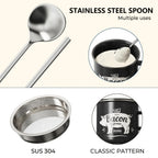 Stainless Steel Grease Container with Strainer and Spoon 15oz Cooking Oil Storage Jar Kitchen Essential Christmas Gift