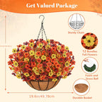 UV-Resistant Artificial Hanging Flowers with Container – Fake Petunia Hanging Plants in 6 Colors, Realistic Faux Blooms for Outdoor Garden, Patio, Porch, Balcony Railing, Wedding & Mother’s Day Decor