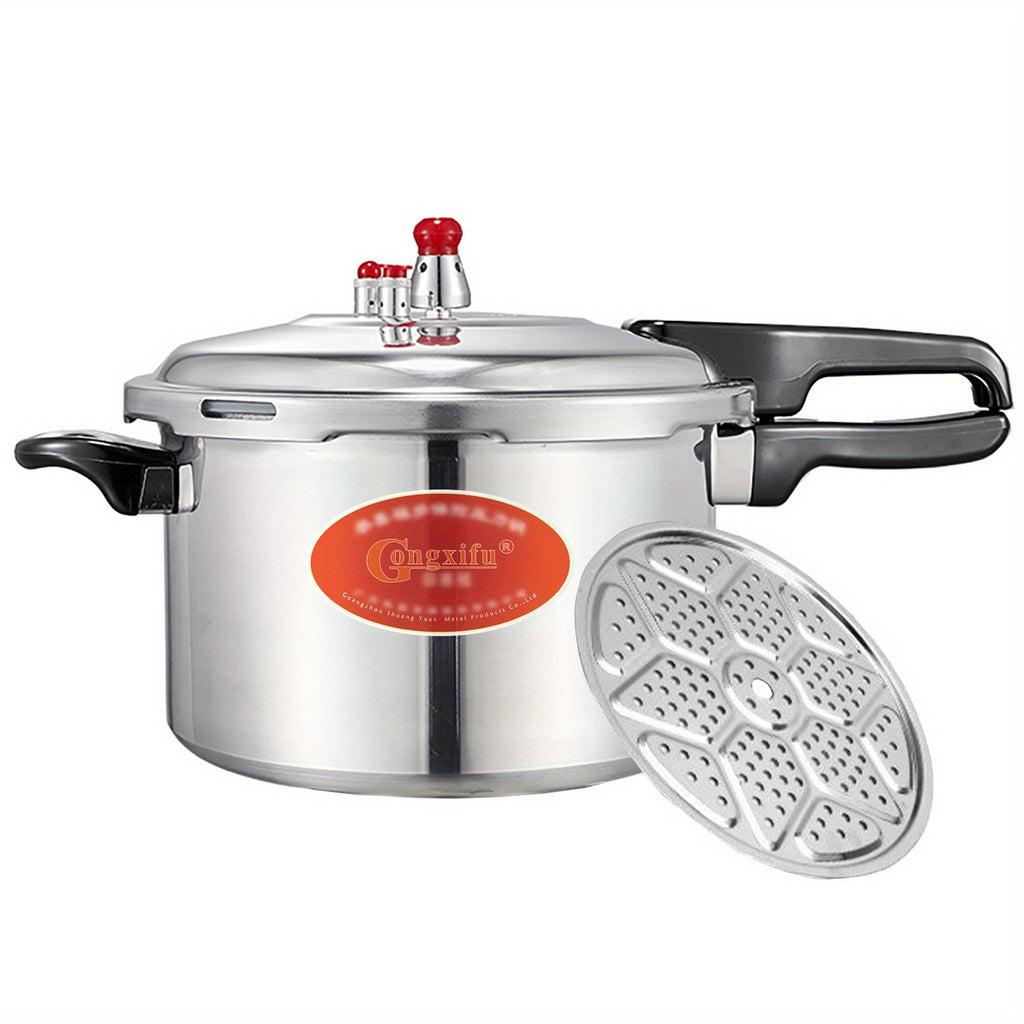 Stainless Steel Stovetop Pressure Cooker with Lid & Steamer Rack Multi-Function for Stewing Rice Sterilization Gas Stove Compatible Fast Safe Cooking