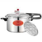 Stainless Steel Stovetop Pressure Cooker with Lid & Steamer Rack Multi-Function for Stewing Rice Sterilization Gas Stove Compatible Fast Safe Cooking