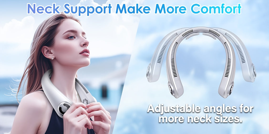 Neck Fan 5-Speed Bladeless Quiet 360 Airflow Rechargeable Personal Cooling Wearable Fan for Hot Flashes Travel Camping Amusement Park Home Office Outdoor Gift for Women Men Dark Blue