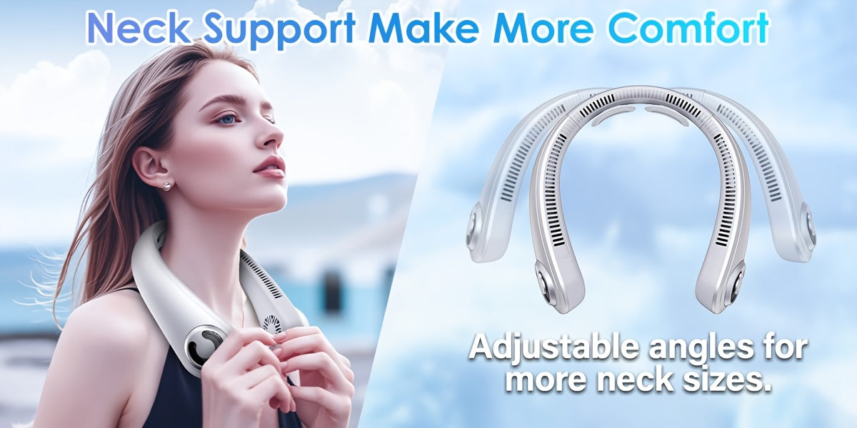 Neck Fan 5-Speed Bladeless Quiet 360 Airflow Rechargeable Personal Cooling Wearable Fan for Hot Flashes Travel Camping Amusement Park Home Office Outdoor Gift for Women Men Dark Blue