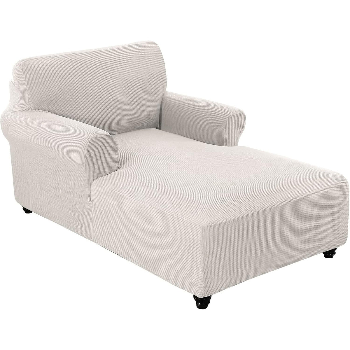 Chaise Lounge Cover Stretch Slipcover – Jacquard Lattice Fabric, Soft Machine Washable Chair Cover with No or Double Armrests for Living Room Bedroom, 11 Colors