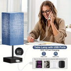 Bedside Lamps Set of 2 with 3-Way Dimmable Touch Control, USB-C & USB-A Charging Ports, LED Bulbs Included – Nightstand Lamps for Bedroom & Living Room