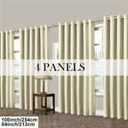 Room Darkening Blackout Curtains 4-Pack – Grommet Top Plain Weave Sun Blocking Drapes for Living Room & Bedroom, 9 Colors, 7 Size Options, Woven Polyester