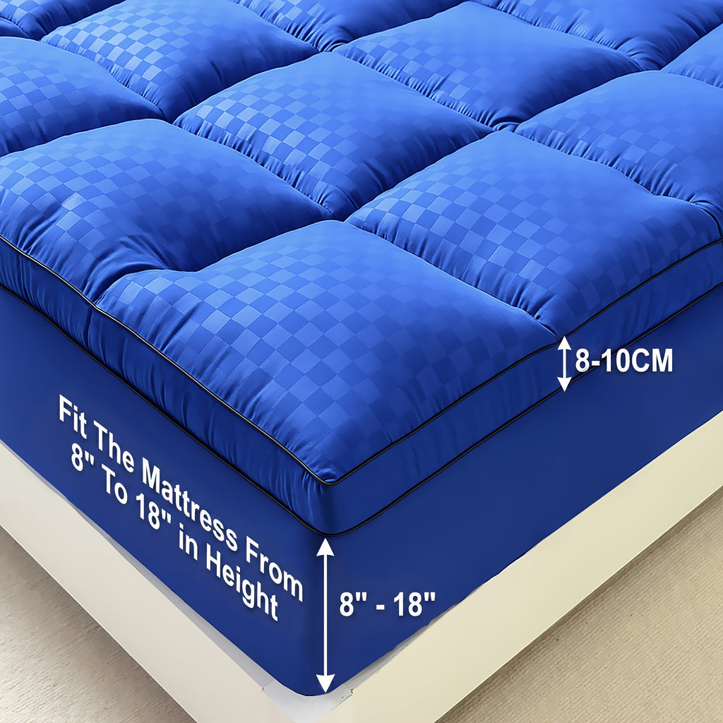 Fitted Mattress Protector Cover Thickened Deep Pocket Stay-Put Elastic – Spill-Proof Breathable Bed Pad Black Gray White Blue Twin Full Queen King Cal King