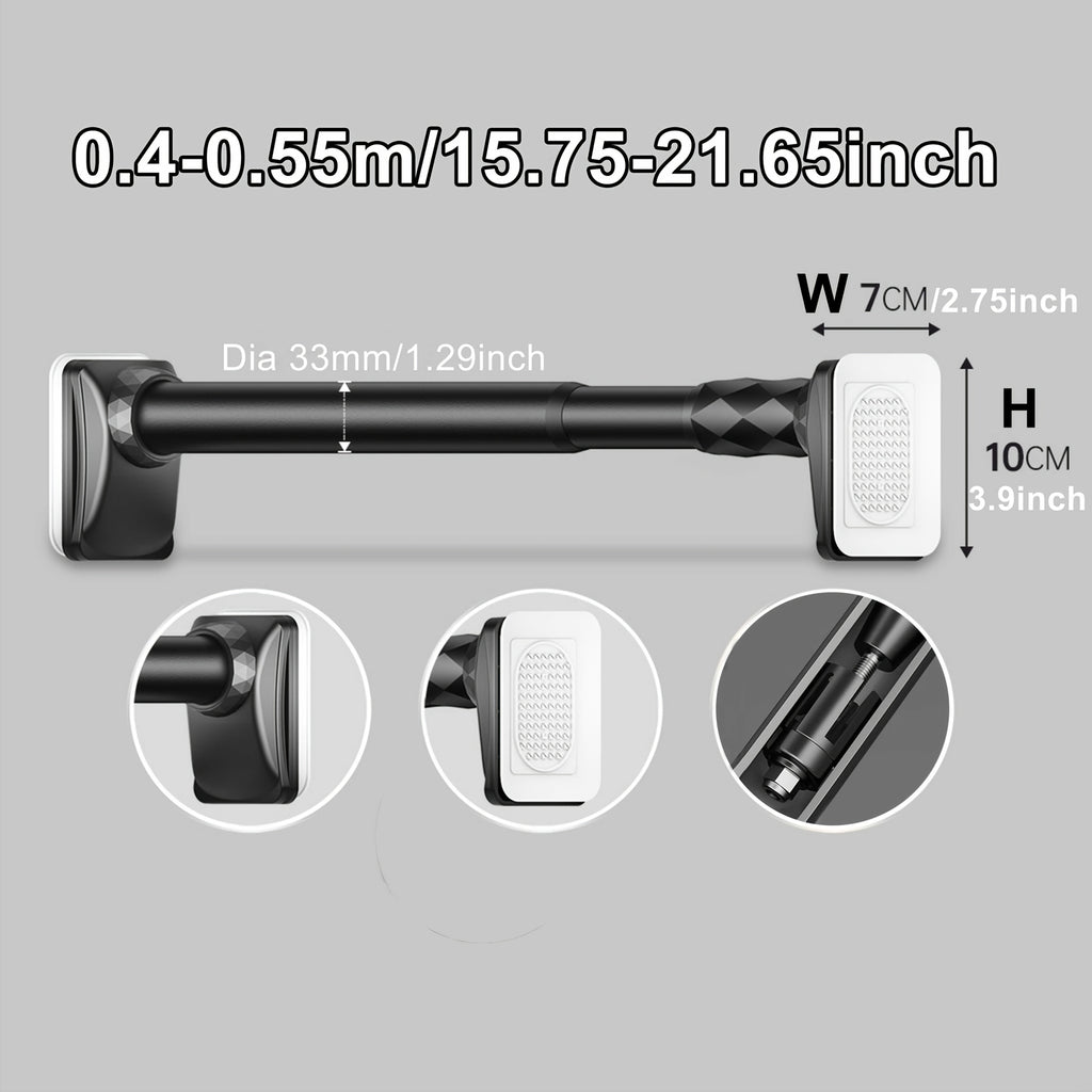 No Drill Telescopic Curtain Rod Adjustable 15.75-196.85in 33mm Extendable Shower Curtain Rod for Large Windows Anti-Slip No Screws