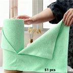 Reusable Microfiber Cleaning Towels 51pcs – Tearable Kitchen Roll Wipes, Absorbent Dish Cloth & Paper Towel Replacement, Multi-Surface Household Cleaning Rags, Eco-Friendly Kitchen Supplies