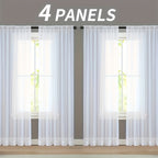 Sheer Gauze Curtains 4 Panels Rod Pocket – Dreamy Transparent Light Filtering Window Drapes for Living Room Bedroom Balcony, 11 Colors 3 Sizes