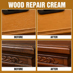 Wood Repair Paste for Furniture – Brown Scratch & Crack Filler for Doors, Cabinets, Tables, Floors & Chairs with Applicator Brush