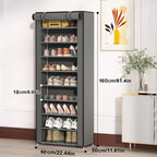 Shoe Organizer Cabinet with Cover – 6/8/10 Tier Nonwoven Fabric Shoe Storage Shelf for 27-35 Pairs, Portable Shoe Rack for Entryway, Closet, Bedroom (Dark Gray)