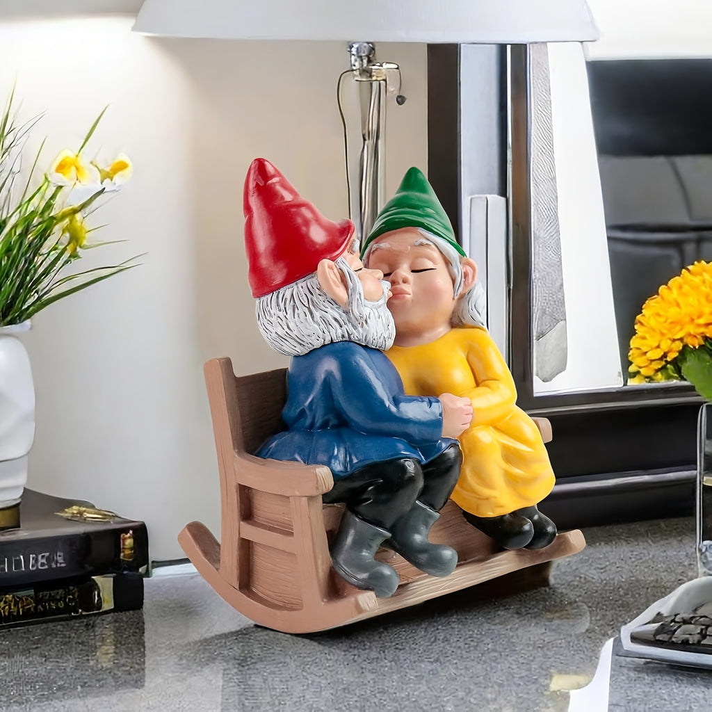 Kissing Couple Gnome Statue – Cute Garden Gnome Figurine for Indoor & Outdoor Decor | 5"L x 3.5"W x 6"H Romantic Gnome Sculpture | Valentine's Day, Wedding & Anniversary Gift