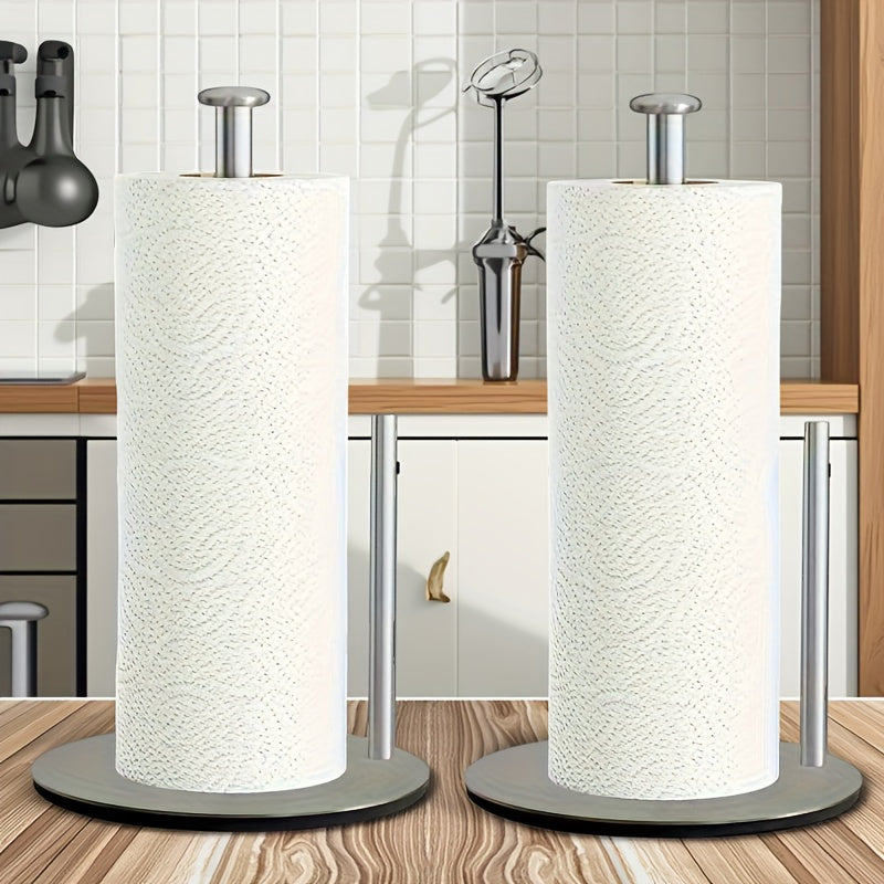 Stainless Steel Paper Towel Holder with Weighted Base – Heavy Duty Countertop Organizer Space Saving Modern Kitchen Essential – Black Silver Gold