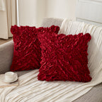 3D Ruffle Farmhouse Throw Pillow Covers Set of 2 – Handcrafted Cushion Pillowcase with Zipper, Soft Polyester, Multiple Colors & Sizes for Sofa Bed Couch Home Decor
