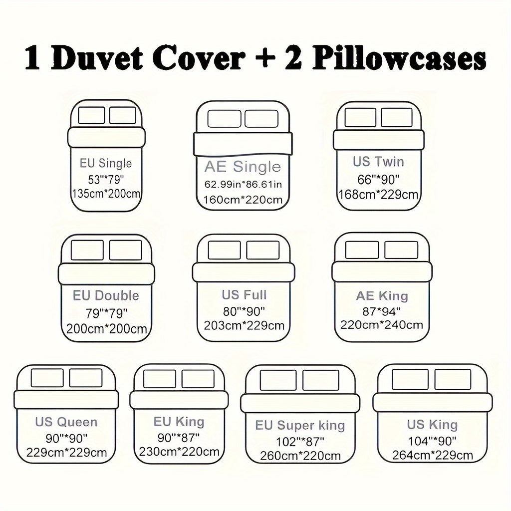 Green Geometric Duvet Cover Set 3 Piece Soft Microfiber with 2 Pillowcases Multiple Sizes Bedroom Decor Comforter Not Included