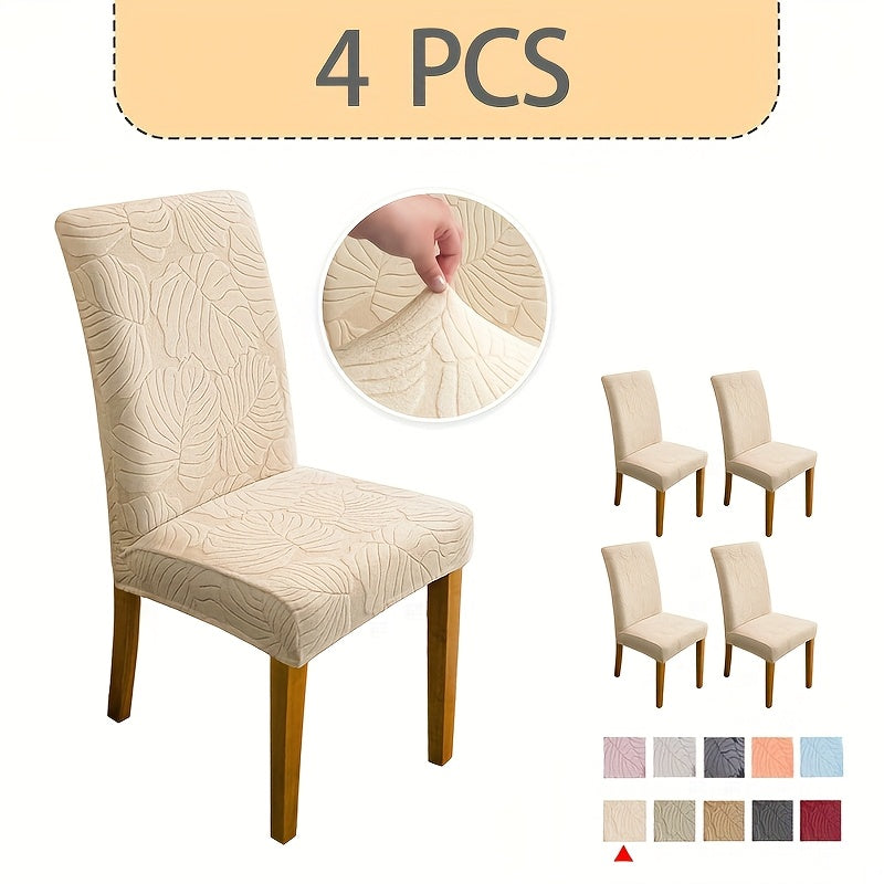 Jacquard Stretch Dining Chair Covers 4/6pcs – Removable Washable Elastic Chair Slipcovers for Dining Room & Kitchen, 10 Colors, Christmas & Holiday Home Decor Chair Protector
