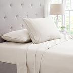 Bamboo Sheet Set 4-Piece 1800 Thread Count Deep Pocket – Soft Breathable Embroidered Bed Sheets Twin Full King, Wrinkle & Fade Resistant Microfiber Bedding Set